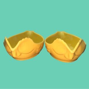 Pair of yellow Revol France porcelain chicken ramekins P12-PM